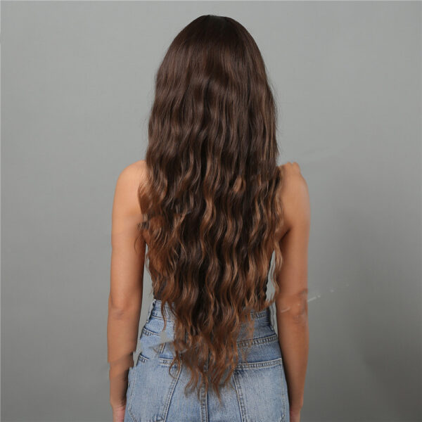 Dark Brown Dyed Light Brown Bangs Long Curly Hair Wigs Mechanism Headgear - Image 10