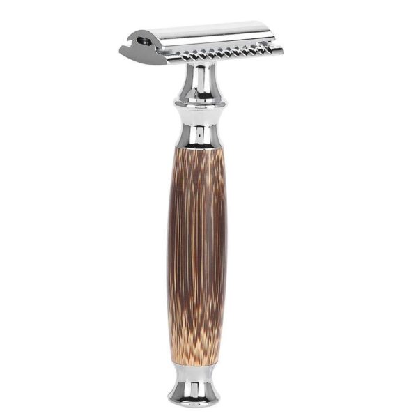 Double Edged Safety Razor with Long Natural Bamboo Handle Experience A Better Shave Grand slam Friendly Male Grooming